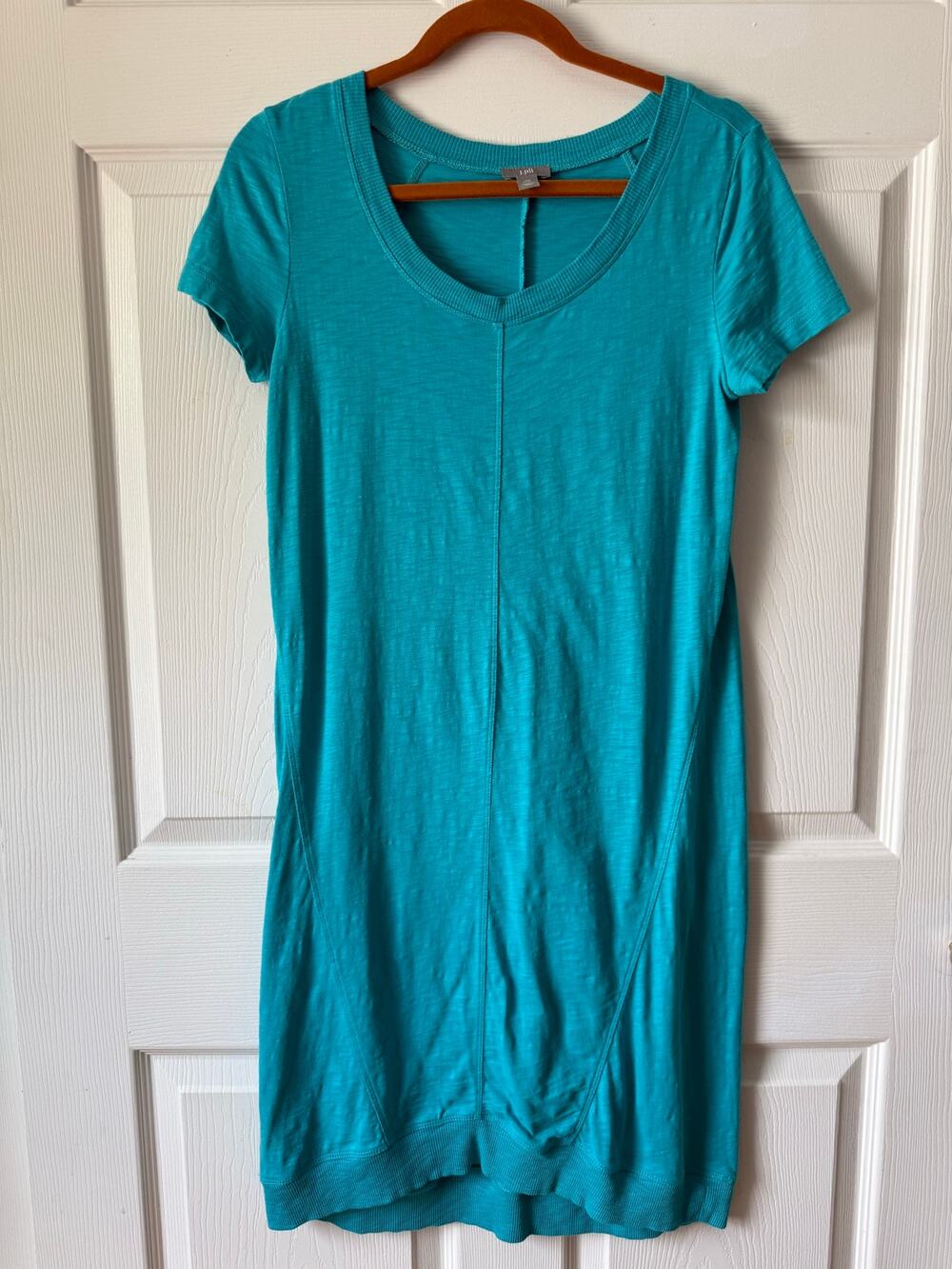 J. Jill Teal Slub Cotton T-Shirt Dress‎ Petite X-Small Casual Minimalist